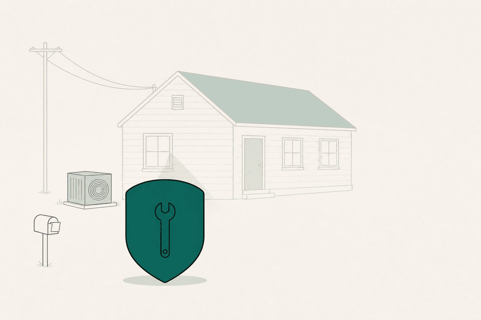 A covered household: one home with its outdoor A/C and electrical service, marked as protected.